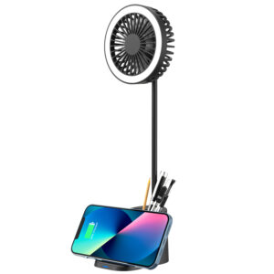 Wireless Charging Desk Lamp with Pen Holder & Fan