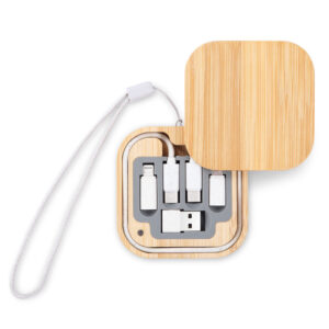 60W Bamboo Multi-Function Charger & Cable Organizer
