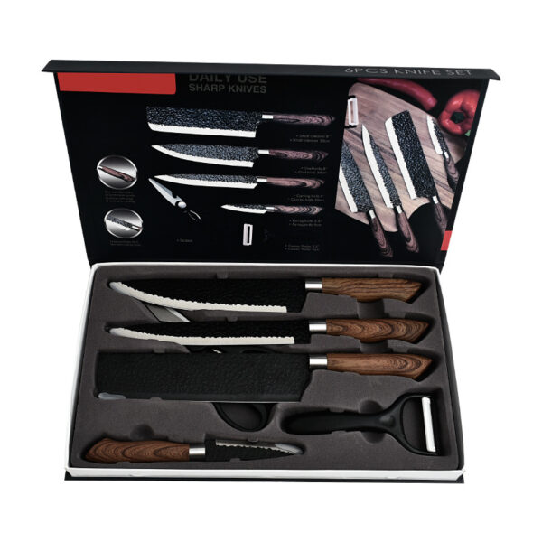 Hammered 6-Piece Forged Stainless Steel Knife Set - Image 2