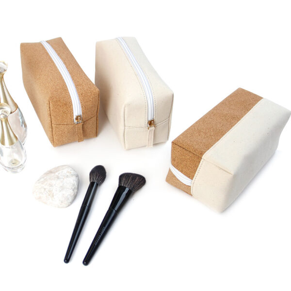 Cork Cotton Zipper Cosmetic Bag Pouch Organizer - Image 5