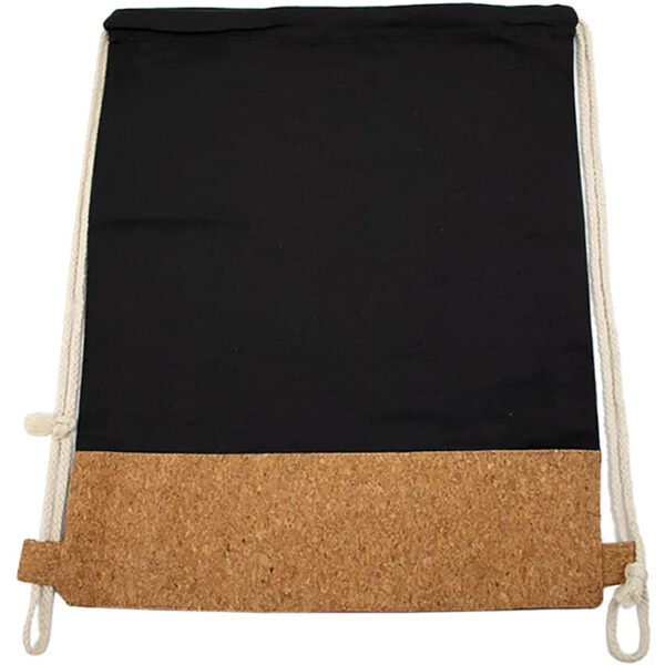 Custom Logo Outdoor Drawstring Canvas & Cork Backpack - Image 2