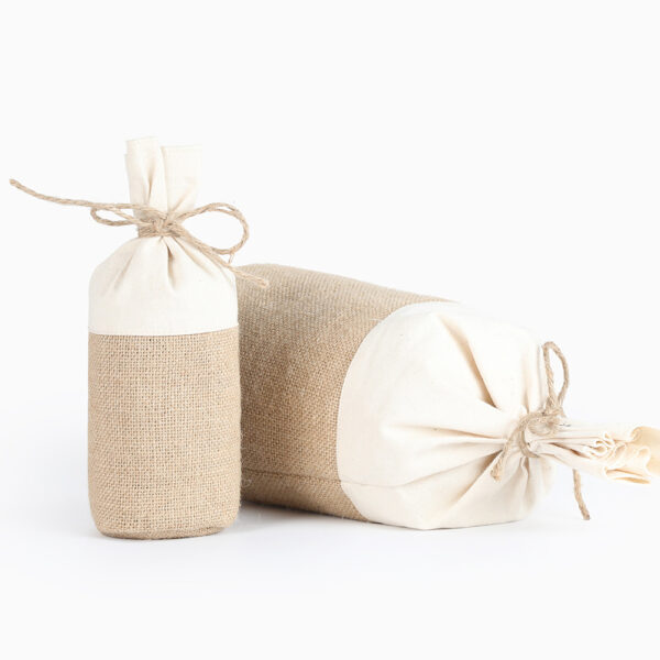 Round Cotton & Jute Drawstring Grain Storage Bag - Image 5