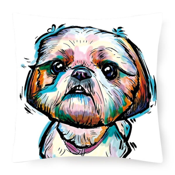 Cartoon Dog Pillow Case - Cute Hand-Painted Linen - Image 4