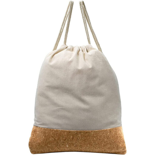 Custom Logo Outdoor Drawstring Canvas & Cork Backpack - Image 4