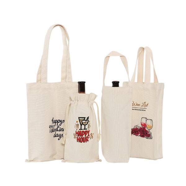 Recycled Cotton Drawstring Wine Bottle Bag - Sublimation - Image 3