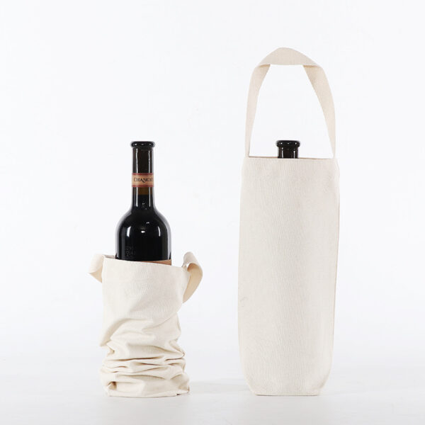 Recycled Cotton Drawstring Wine Bottle Bag - Sublimation - Image 4