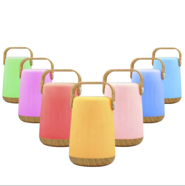 7-Color LED Bamboo Bluetooth Speaker | Portable Night Light - Image 2