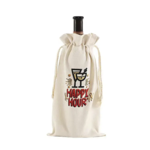 Recycled Cotton Drawstring Wine Bottle Bag - Sublimation