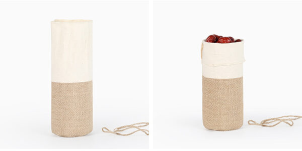 Round Cotton & Jute Drawstring Grain Storage Bag - Image 4