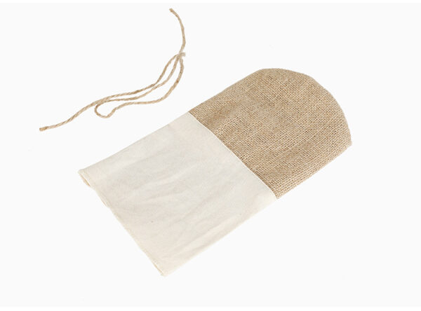 Round Cotton & Jute Drawstring Grain Storage Bag - Image 3