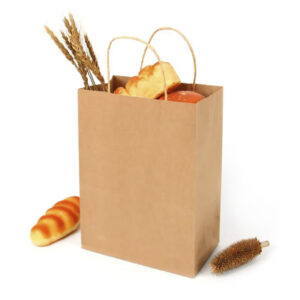 ReusabCustom Recycled Brown Kraft Bags with Handle for Clothing Packaging