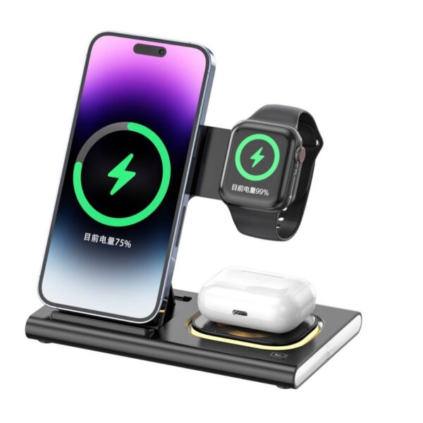 3-in-1 Qi Wireless Charger - Phone, Watch, Earphone Stand