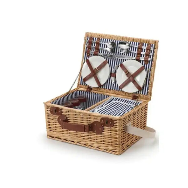 Factory Direct Willow Picnic Baskets Set for 4 - Wicker Hamper Sets - Image 4