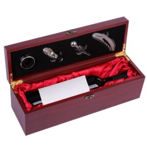 Red Wine Wooden Gift Box, Portable, Decorative