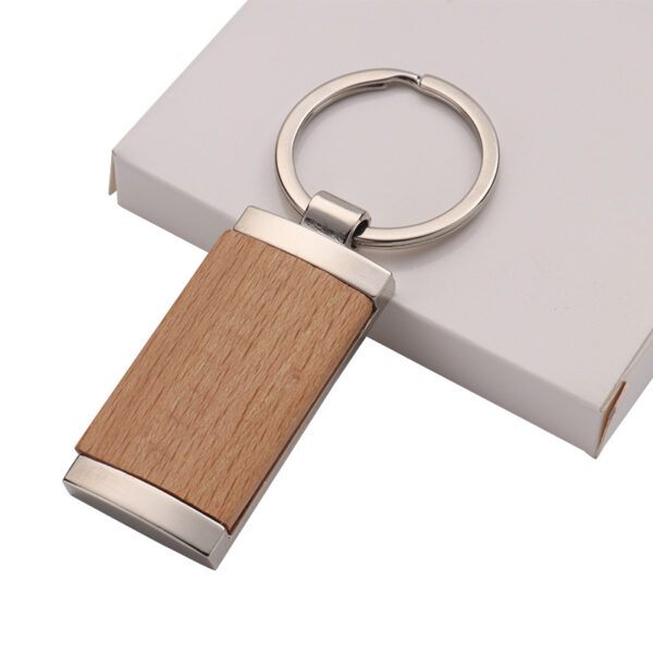 New Rectangular Bamboo Metal Keychains with Custom Logo - Image 3