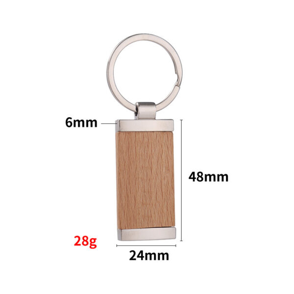 New Rectangular Bamboo Metal Keychains with Custom Logo - Image 2