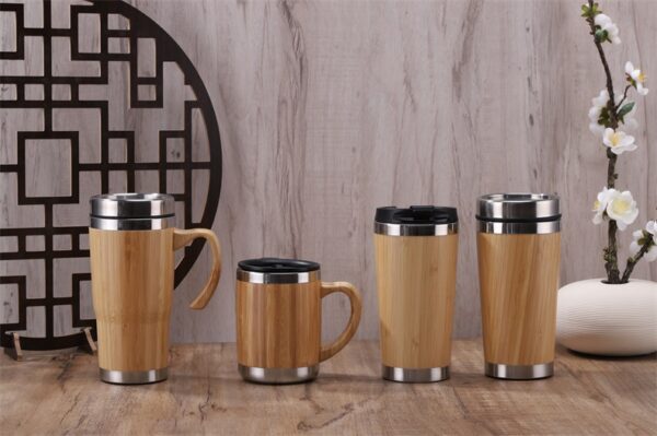 Wood Grain Insulated Stainless Steel Cafe Cups - Image 3