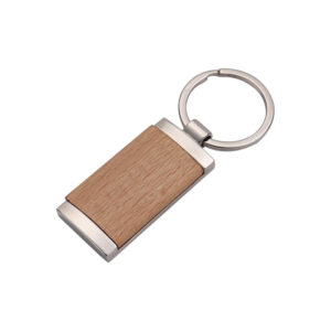 New Rectangular Bamboo Metal Keychains with Custom Logo