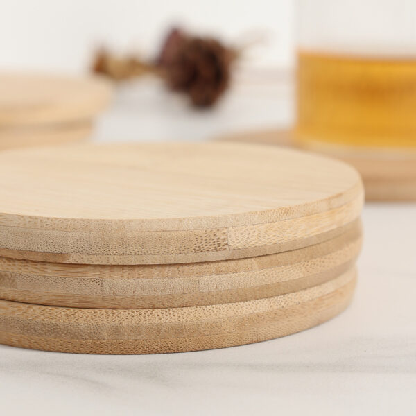Custom Logo Natural Wood & Bamboo Coasters for Drinks - Image 3