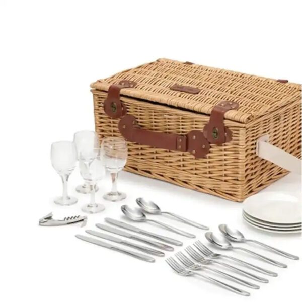 Factory Direct Willow Picnic Baskets Set for 4 - Wicker Hamper Sets - Image 2