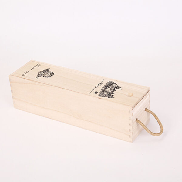 Wood Grain Single Wine Box with Lid - Image 4