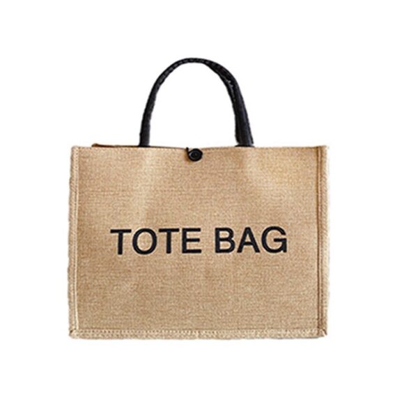 Large Custom Linen Beach Tote with Pockets