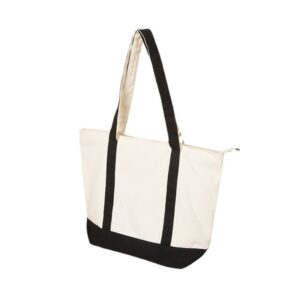 Custom Large Canvas Tote - Fashion Zipper, Logo Print