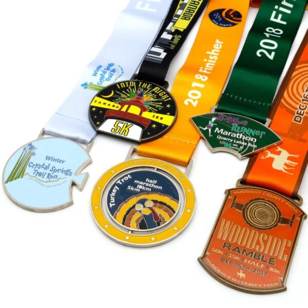Custom Zinc Alloy Sports Medals - Gold, Silver, Bronze Ribbons - Image 3