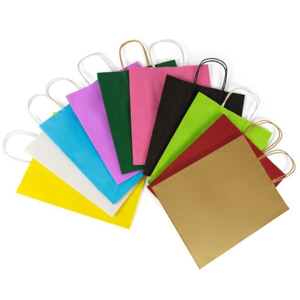 100Pcs Kraft Paper Gift Bags with Handles for Food & Shopping Packaging - Image 2