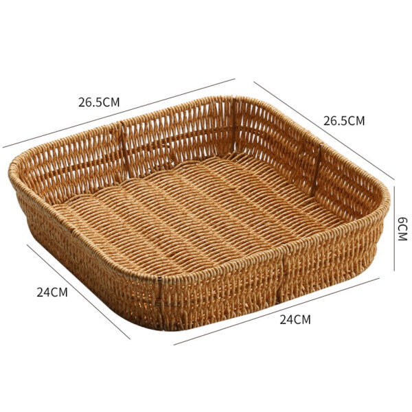 Vintage Square Plastic Rattan Picnic Baskets with Compartments - Image 3