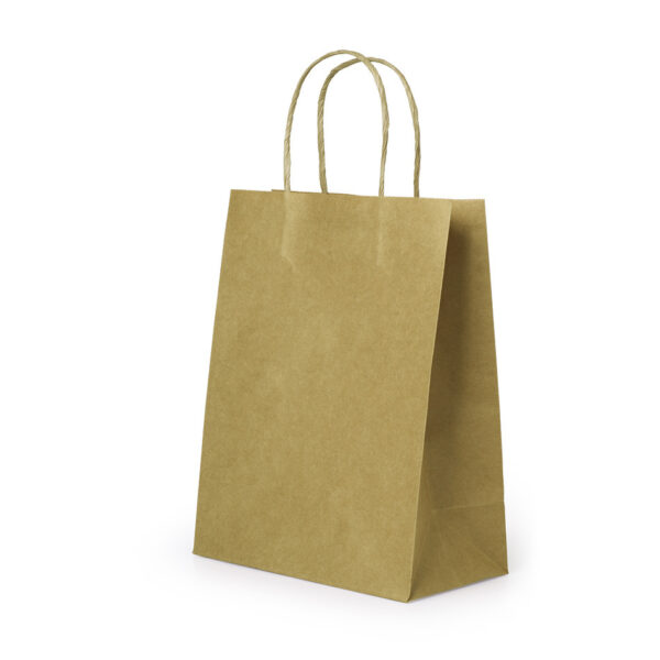 100Pcs Kraft Paper Gift Bags with Handles for Food & Shopping Packaging - Image 3