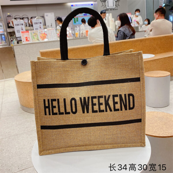 Large Custom Linen Beach Tote with Pockets - Image 3