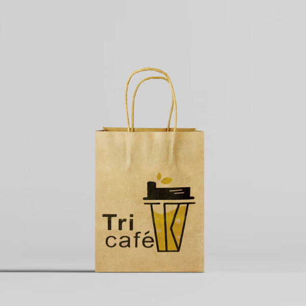 ReusabCustom Recycled Brown Kraft Bags with Handle for Clothing Packaging - Image 3