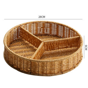 Vintage Square Plastic Rattan Picnic Baskets with Compartments