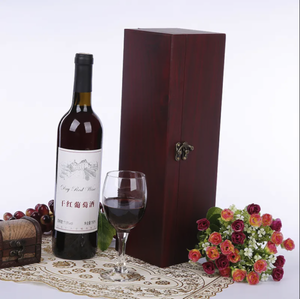 Red Wine Wooden Gift Box, Portable, Decorative - Image 3