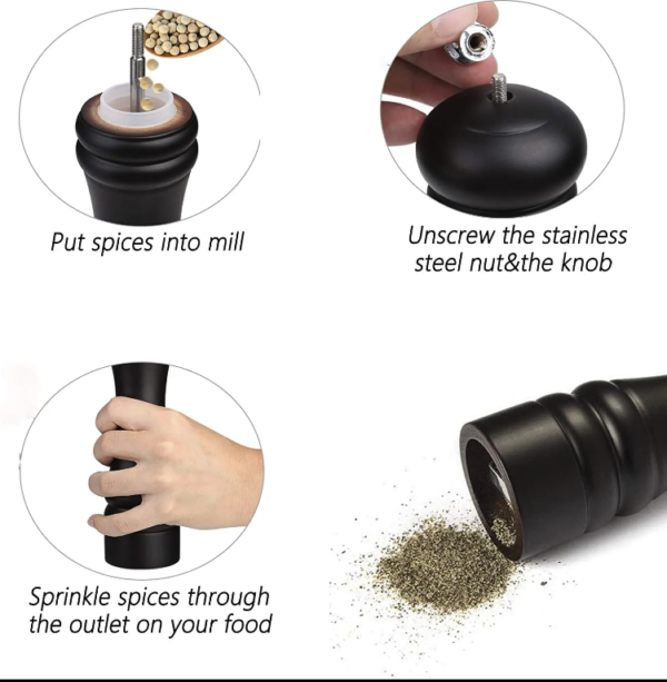 High-Quality Ceramic & Oak Pepper Grinders Set - Image 5