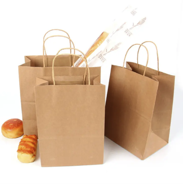 ReusabCustom Recycled Brown Kraft Bags with Handle for Clothing Packaging - Image 7
