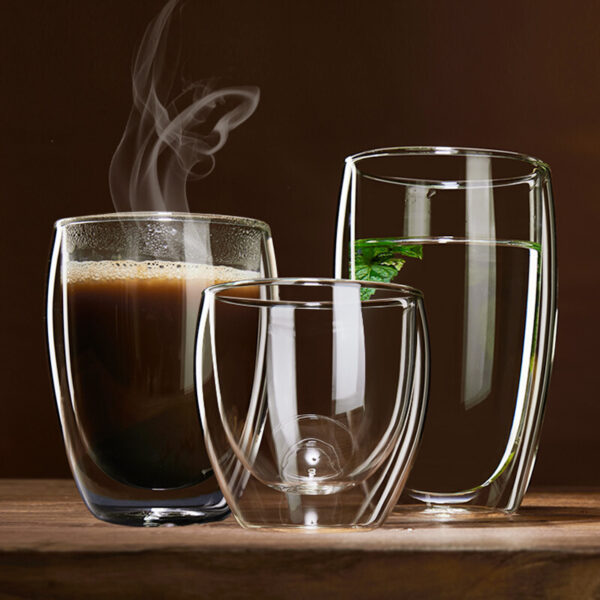 Heat-Resistant Double Wall Clear Coffee Mugs - Image 3