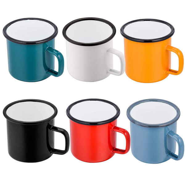 12oz Custom Logo Metal Tin Enamel Camping Mugs - Reusable Handle Cups - Image 5