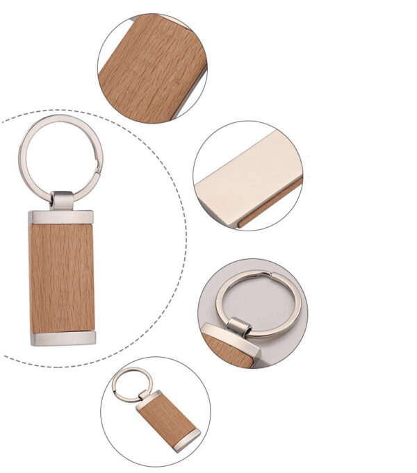 New Rectangular Bamboo Metal Keychains with Custom Logo - Image 4