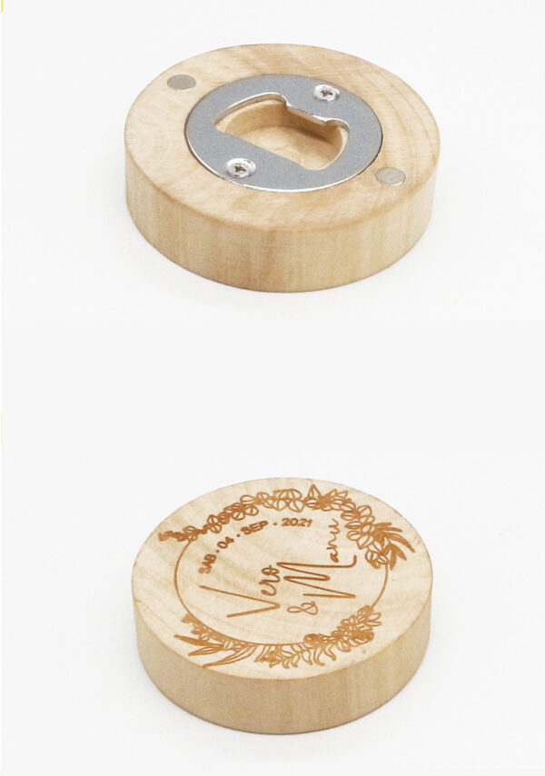 Wedding Favor Wood Magnet Bottle Opener - Image 3