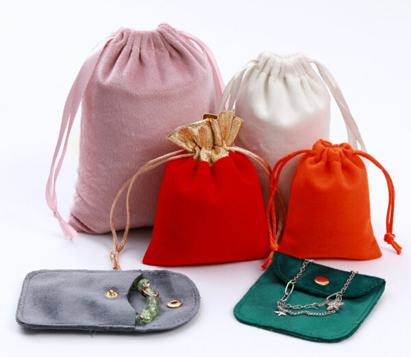 Custom Jewelry Velvet Drawstring Bags - Logo Print, Tassel, Bracelet Pouch - Image 2