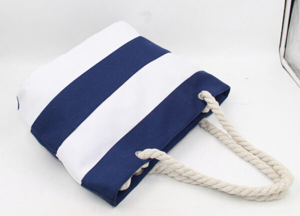 Fashion Stripe Beach Canvas Bags - Women's Large Shoulder Totes - Image 5