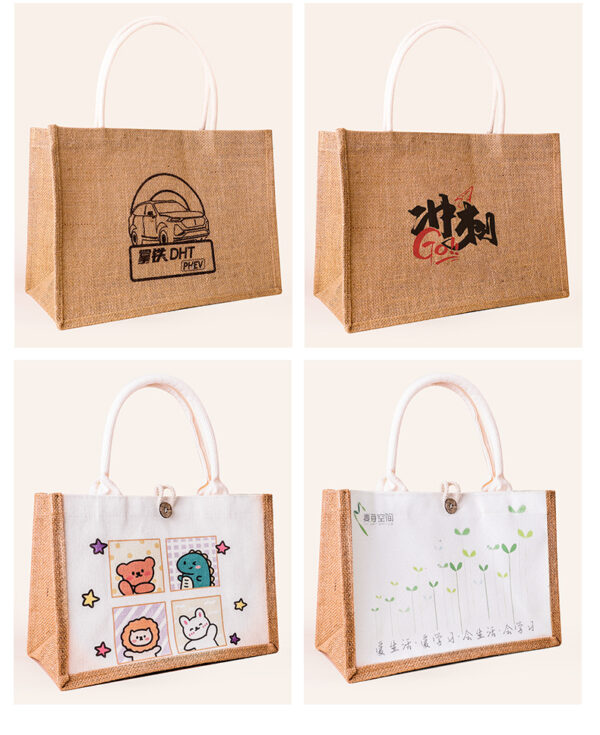 Custom Eco Jute Tote Bags - Reusable Shopping Handbags - Image 6