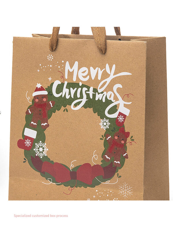 Custom Logo Kraft Paper Gift Bags - Holiday Snack Packaging - Image 3