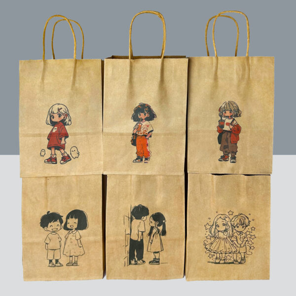 ReusabCustom Recycled Brown Kraft Bags with Handle for Clothing Packaging - Image 5