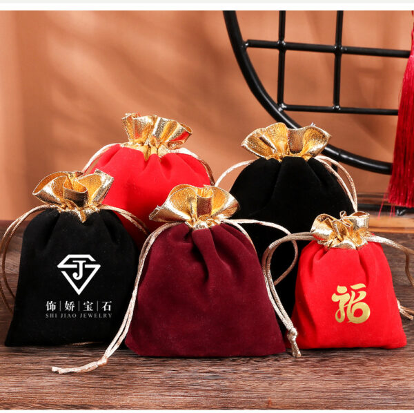 Custom Jewelry Velvet Drawstring Bags - Logo Print, Tassel, Bracelet Pouch - Image 4