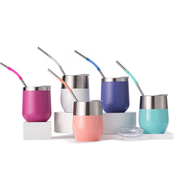 Red Wine Cup w/ Stainless Straw - Travel Tumbler - Image 2
