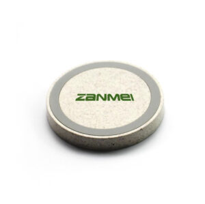 Wheat Straw Q5 Wireless Charger - 15W, Logo Print, Mini Round Cake Style