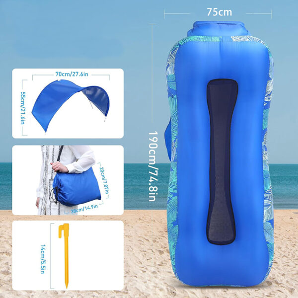 Inflatable Lounger with Sunshade - Beach Bed & Camping Chair - Image 4